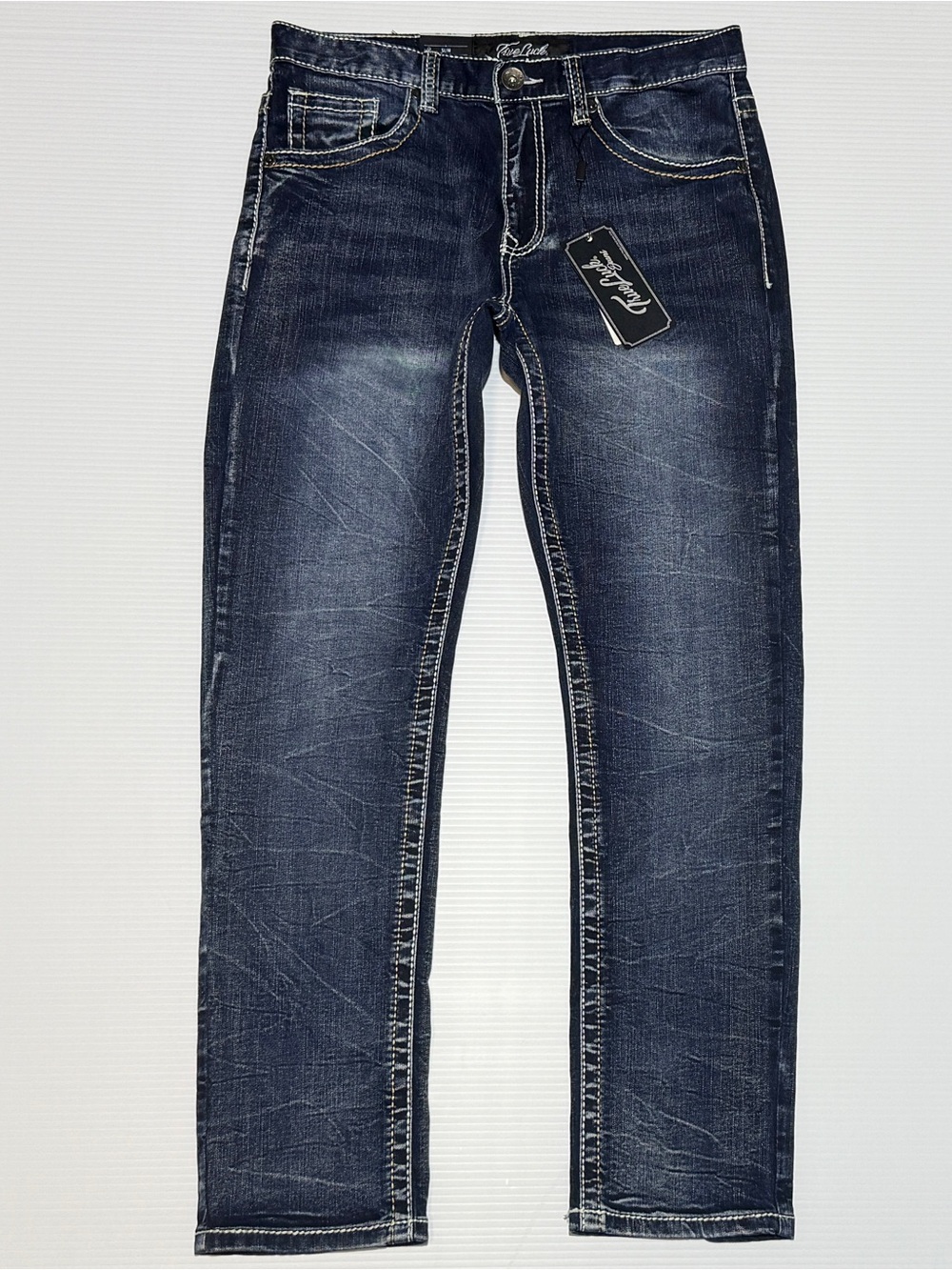 True Luck Men’s Dark Blue Washed Jeans